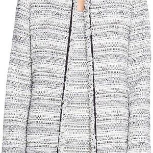 Tahari Black and White Blazer with Textured Tweed Design